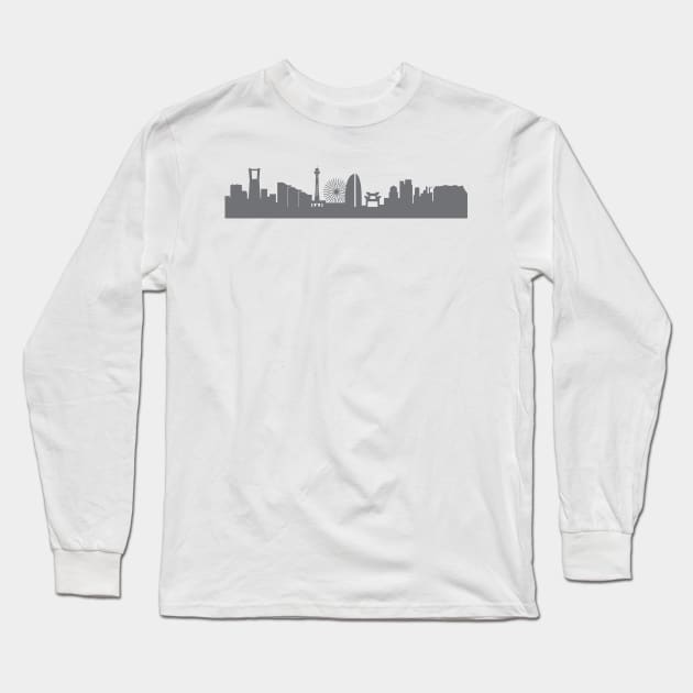 Yokohama in gray Long Sleeve T-Shirt by 44spaces